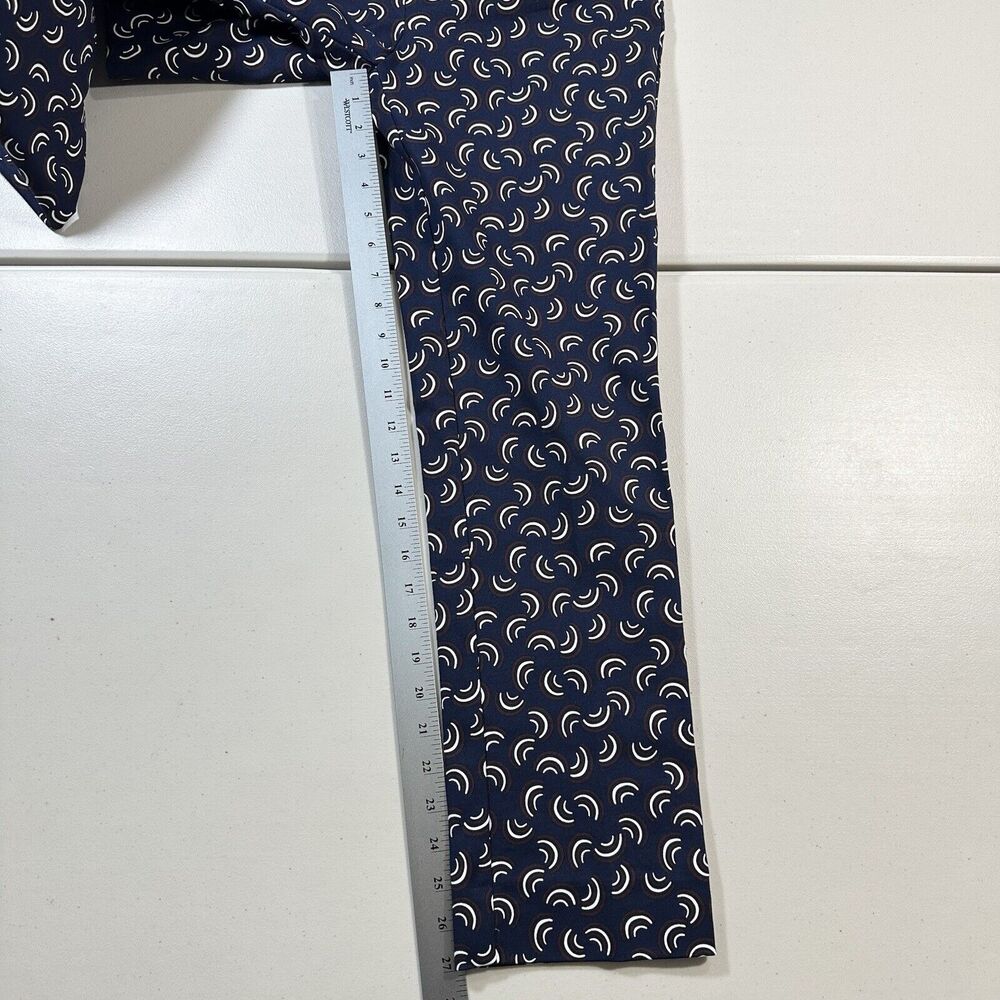 BODEN Navy Blue Richmond Rainbow Pattern Slim Straight Leg Trouser Pants Size 6R - Picture 4 of 9